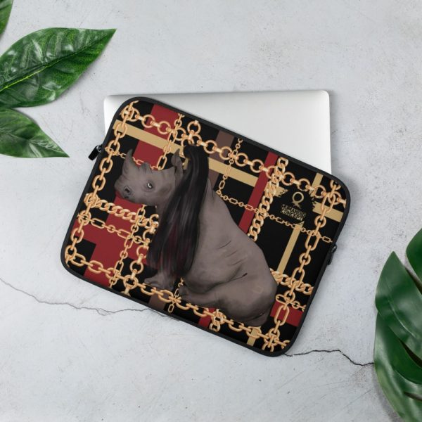 HC Laptop Sleeve Rhino Rose Checkered With Gold Chains - Image 2