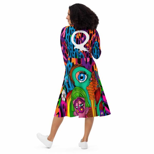 HC long Sleeve Midi Dress Draw The Crazy World