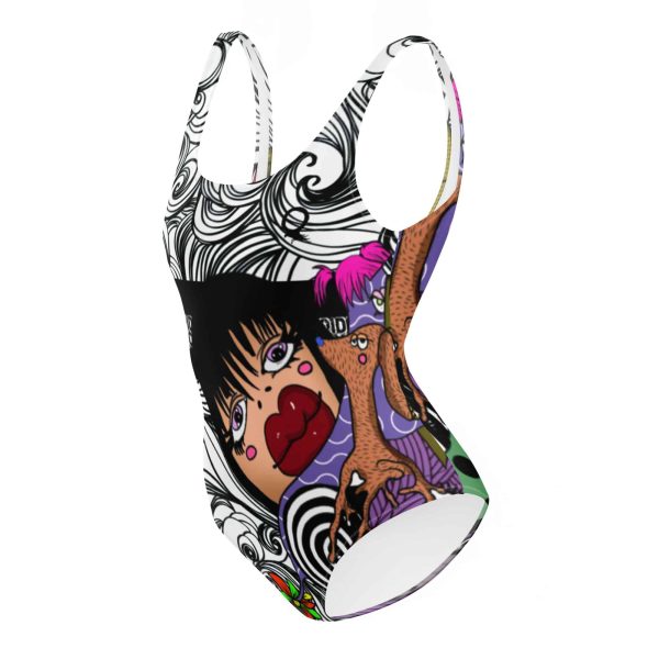 HC One-Piece Swimsuit Crazy Friends White - Image 3