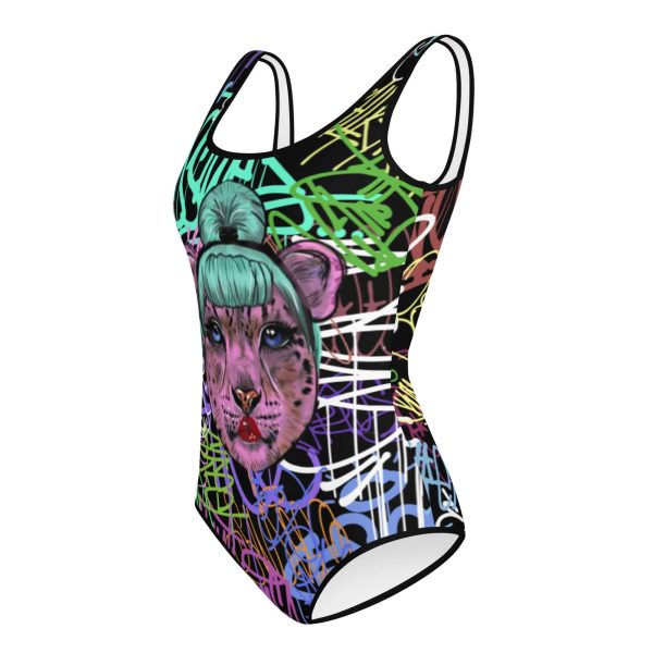 HC Youth Swimsuit Graffiti Tiger Stylish Bun - Image 4