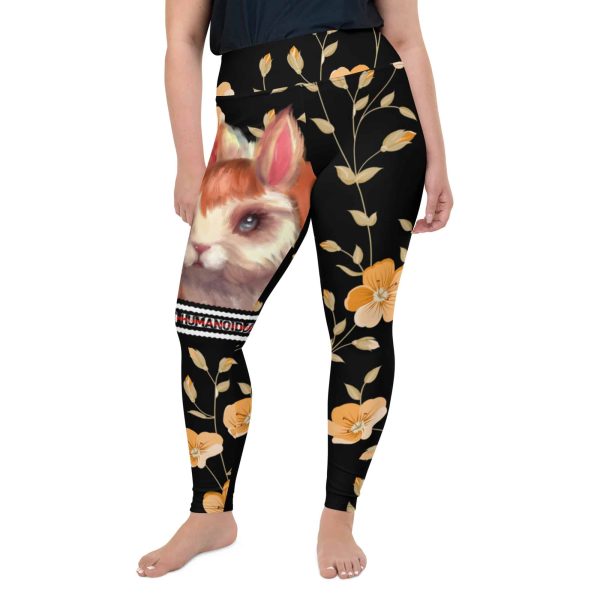 HC Plus Size Leggings Rabbit WIth Orange Flowers