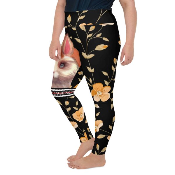 HC Plus Size Leggings Rabbit WIth Orange Flowers - Image 4