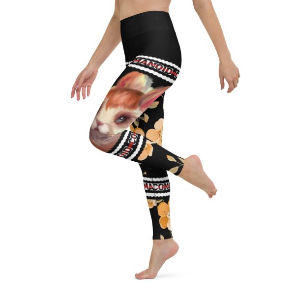 HC Yoga Leggings Rabbit With Orange Flowers - Image 2