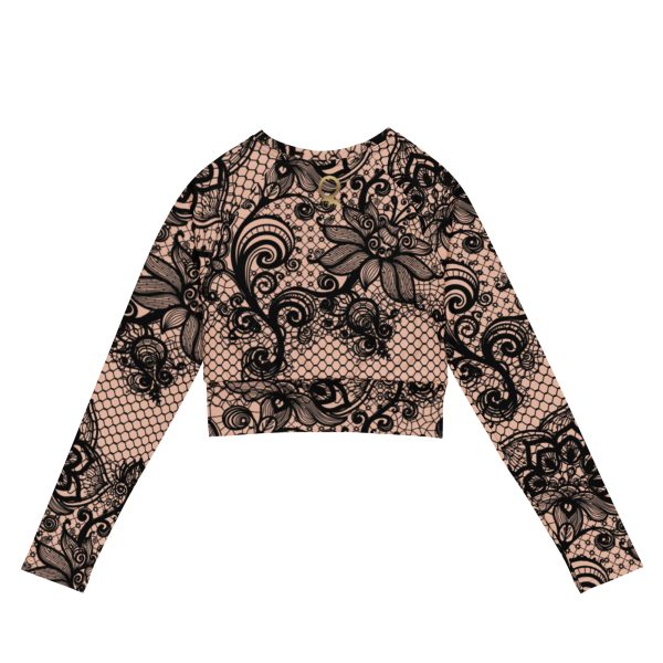 HC Recycled nude long-sleeve crop top lace frame - Image 2