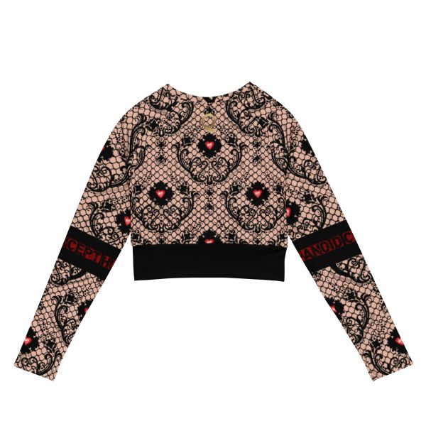 HC Recycled nude long-sleeve crop top red heart crystals - Image 2