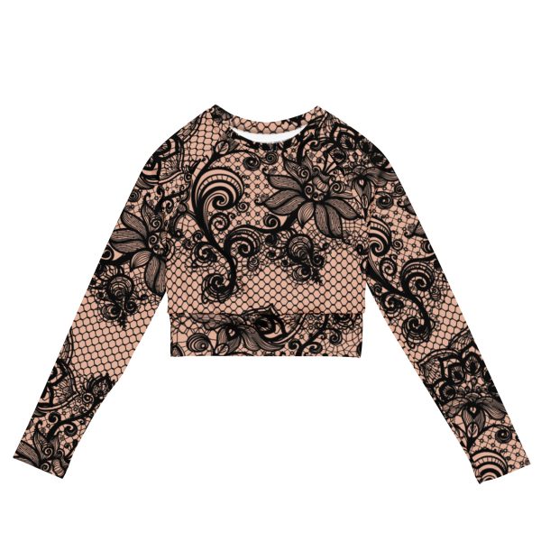 HC Recycled nude long-sleeve crop top lace frame