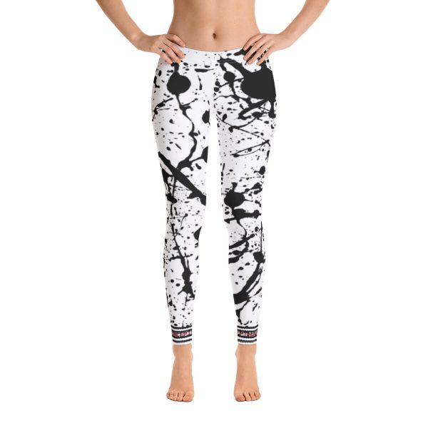 HC White leggings black ink splatter