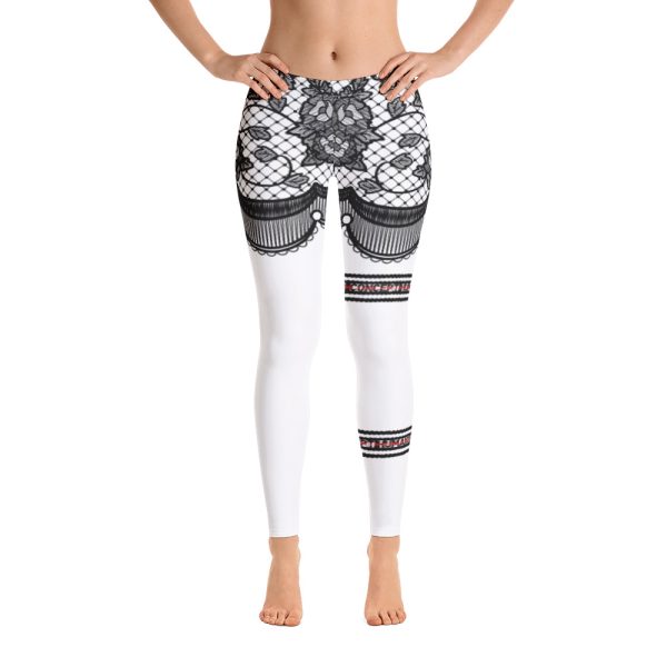 HC White leggings with black lace and tapes