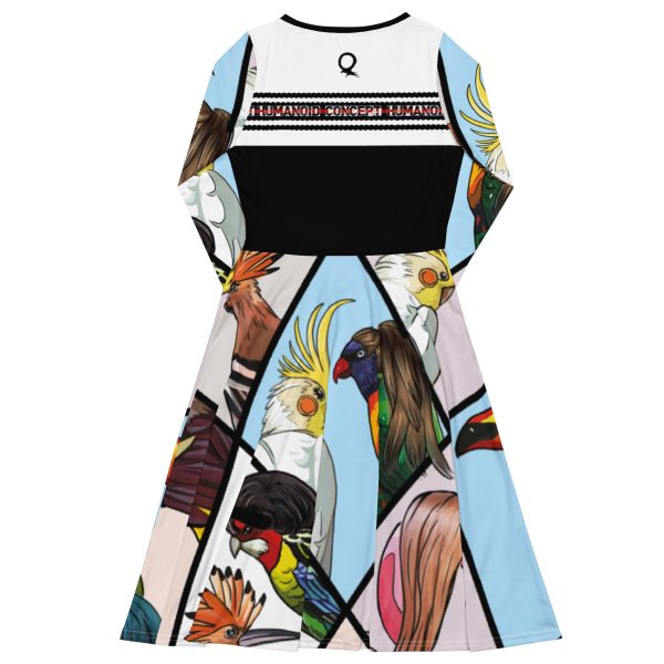 HC long sleeve midi dress parrots triangles - Image 2