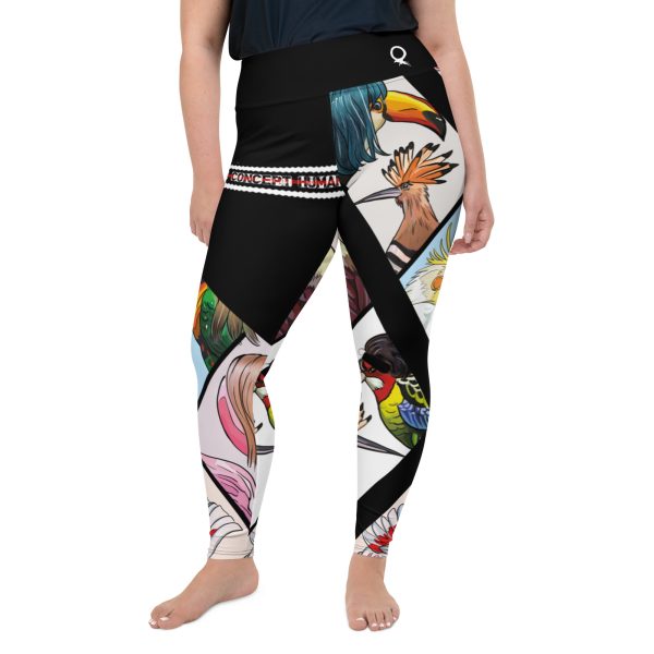 HC Plus Size Leggings with parrots in triangles