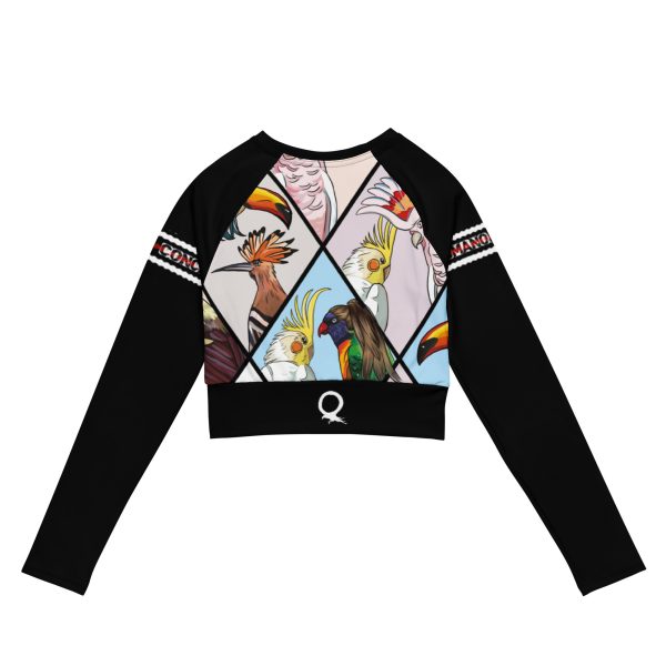 HC Recycled long-sleeve crop top parrots in triangles - Image 2