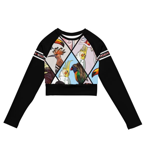 HC Recycled long-sleeve crop top parrots in triangles