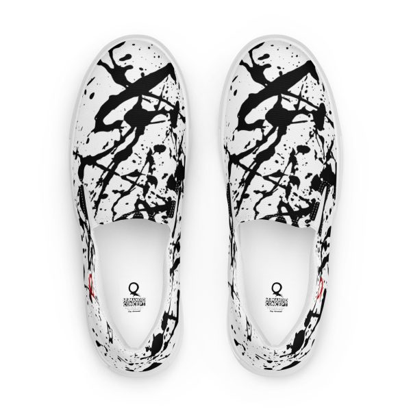 HC Unisex slip-on canvas white shoes with splatter ink