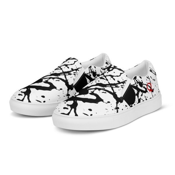 HC Unisex slip-on canvas white shoes with splatter ink - Image 2