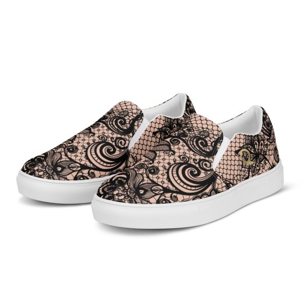 HC slip-on canvas nude shoes with lace frame - Image 2