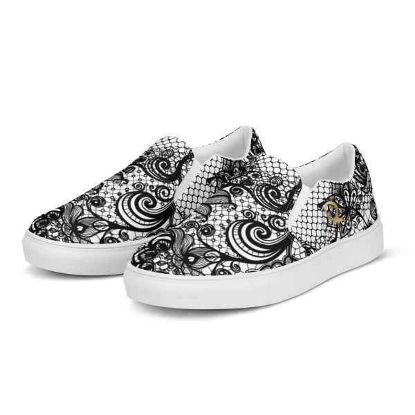 HC slip-on canvas white shoes with lace frame - Image 2