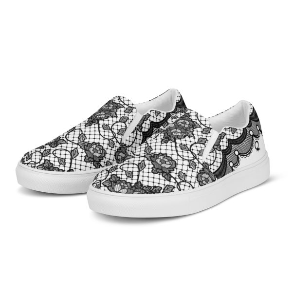 HC slip-on canvas white shoes with lace - Image 2