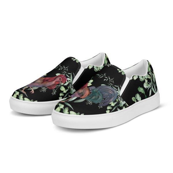 HC slip-on canvas black shoes with leaves & chickens - Image 2