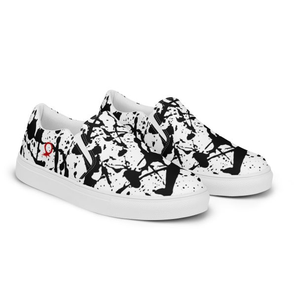 HC Unisex slip-on canvas white shoes with splatter ink - Image 4