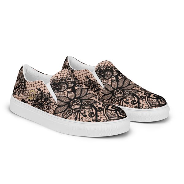 HC slip-on canvas nude shoes with lace frame - Image 4