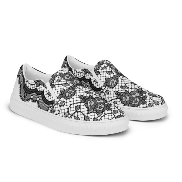 HC slip-on canvas white shoes with lace - Image 4