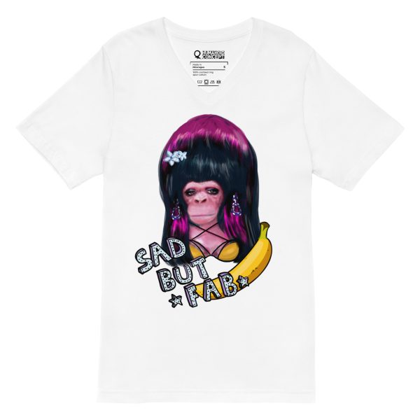 HC Unisex short sleeve v-neck t-shirt sad but fab monkey