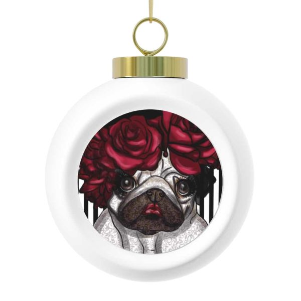 HC Christmas Ball Ornament Bouquet Pug