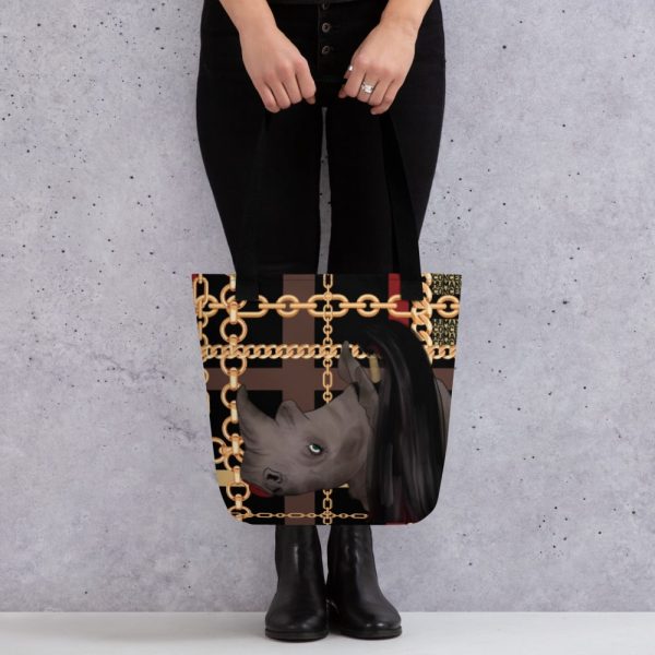 HC Tote Bag Rhino Rose Checkered With Gold Chains