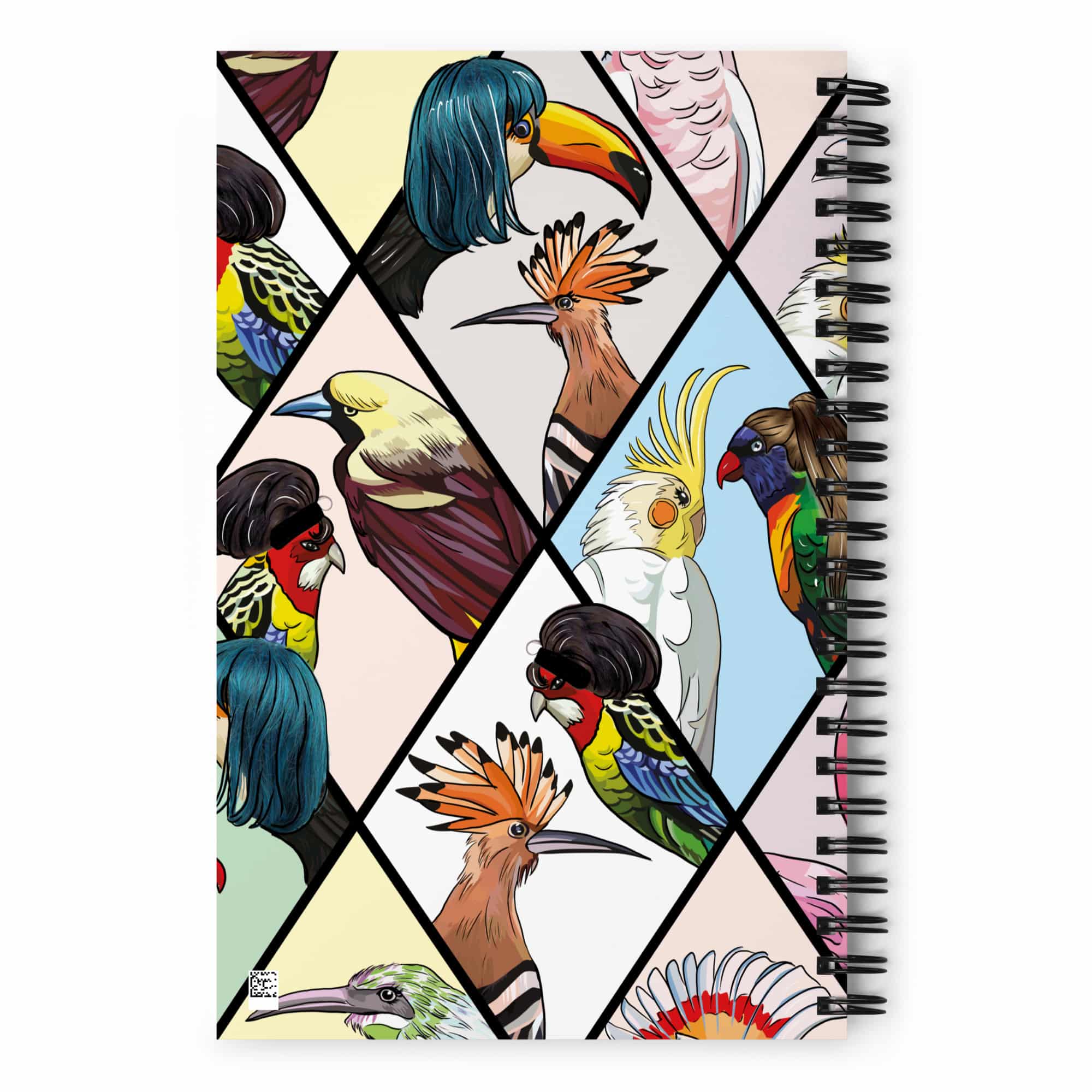 Hc Spiral Notebook With Parrots In Triangles 3140